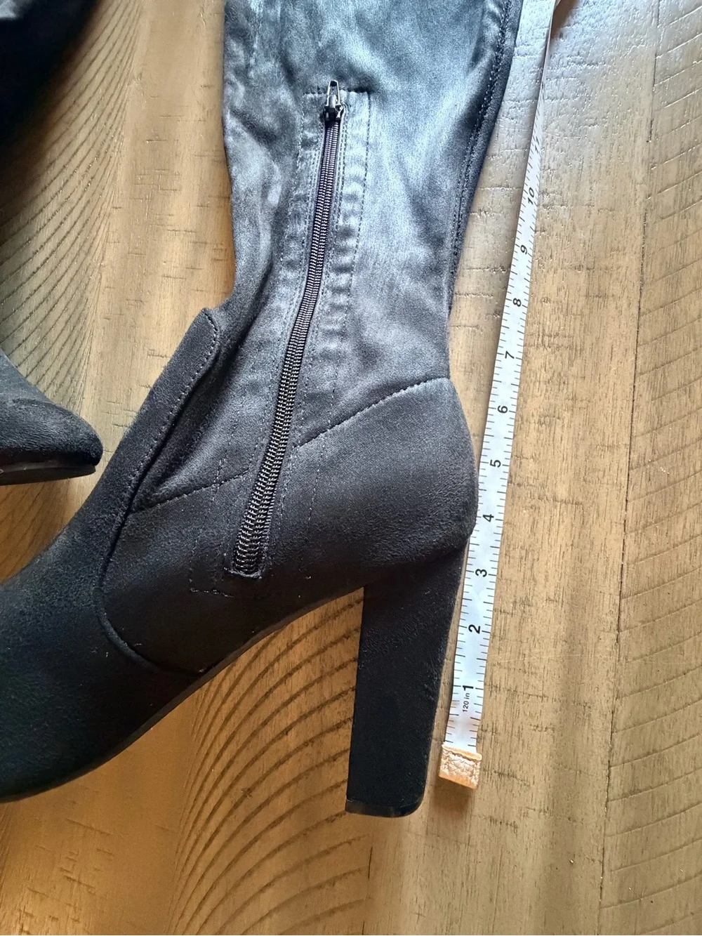 Yoki Black Over the Knee Stretch Boots Block Heel Size 9
